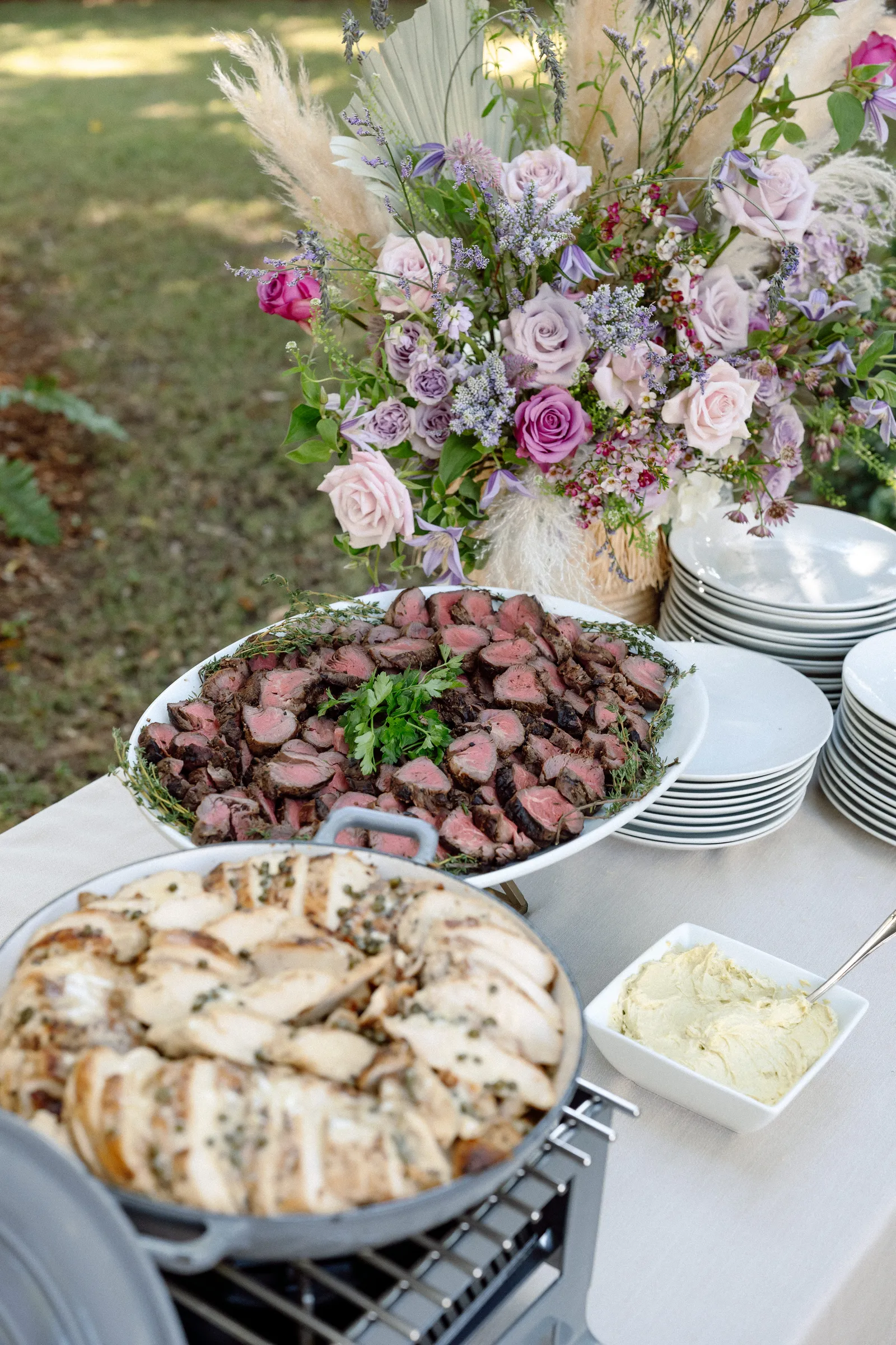 A carving table at a party